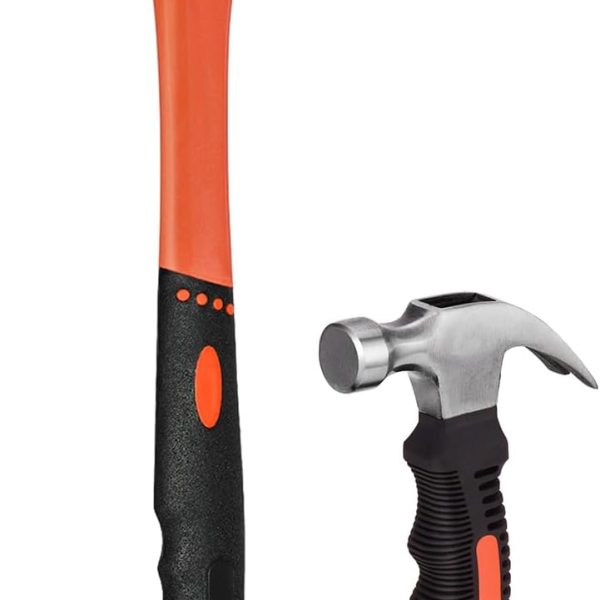 2 Piece Hammer Set,includes 1 Pack 8 OZ Mini Stubby Claw Hammer and 1 Pack 16 OZ Fiberglass General Purpose Claw Hammer,Soft Nonslip Handle & Heat Treated Head,Heavier for Higher Hardness