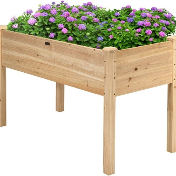 Raised Garden Bed, Elevated Wood Planter Box Stand with Legs for Vegetables, Flowers & Herbs, Standing Growing Bed for Backyard, Patio, Balcony, 49.5”L x 23.5”W x 30”H (Natural)